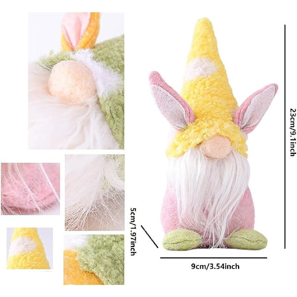 Påskkanin-tomtar, örontomtar, irländska leprechauns, svenska tomtar, nordiska älvor, figuriner, vårdekorationer för hemmet, 3-pack