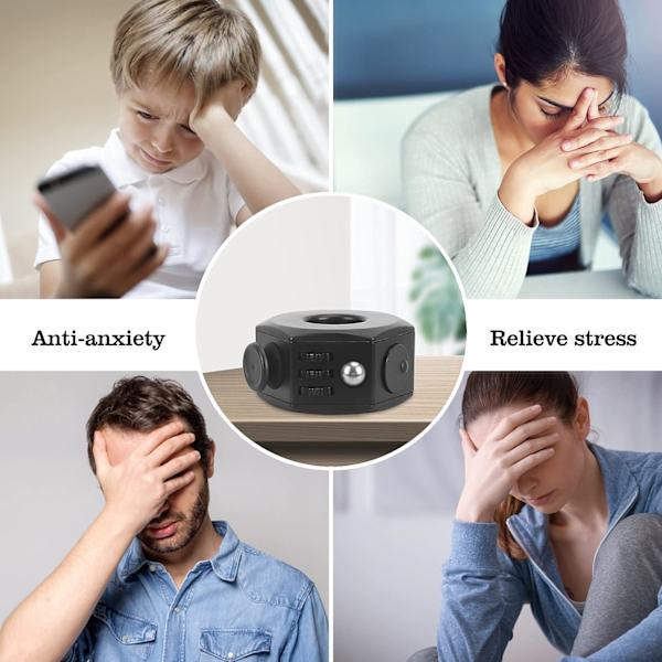 Fidget Cube Stressboll, 6-sidig Infinity Cube Fidget Leksak för Barn och Vuxna, Hållbar ABS Plast Sensorisk Fidget Leksak för