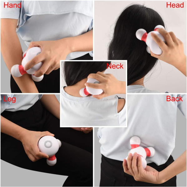 Handhållen massageapparat Mini portabel vibrerande kroppsmassager med LED-ljus för hand Huvud Nacke Baksida Ben Armar Smärtsläpp, batteridrift