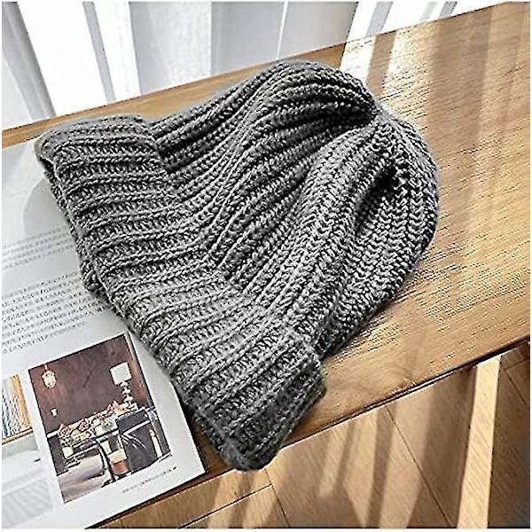 Strikhue til kvinder, afslappet beanie, gadetøj, chunky strik