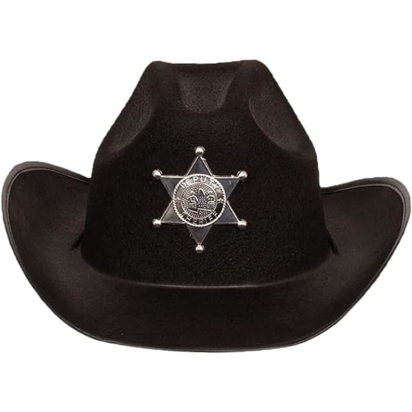 Barn Black Sheriff Cowboy Hat - Sheriff Party - Police Dress Up - Draw String Costume Hat - Funny Party Hats