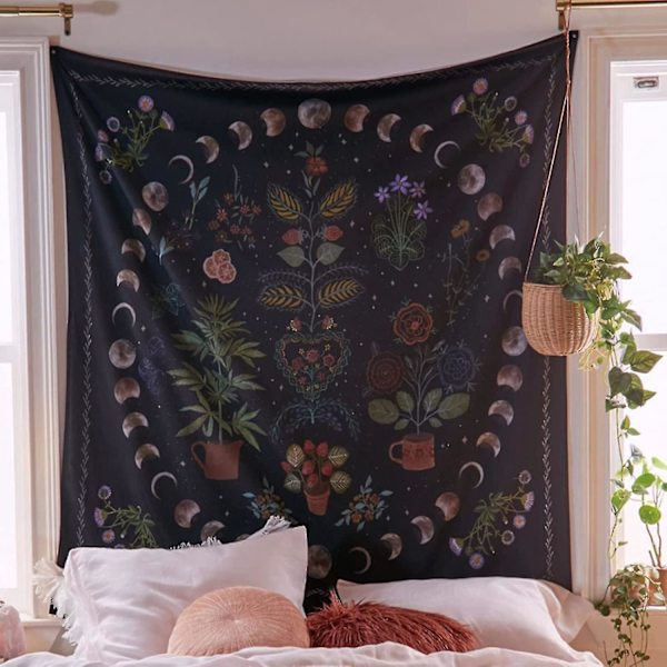 Botanisk månfas tapet, 51,2 x 59,1 tapet väggdekoration bohemisk väggdekor