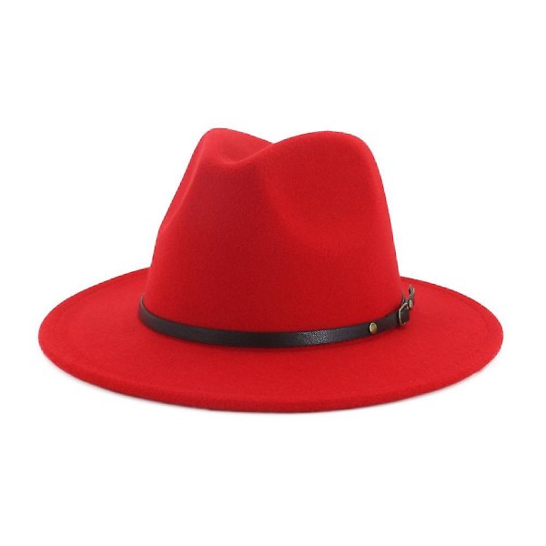 Europeiskt och amerikanskt mode röd och svart färgmatchande hatt, platt brättad jazzhatt för kvinnor