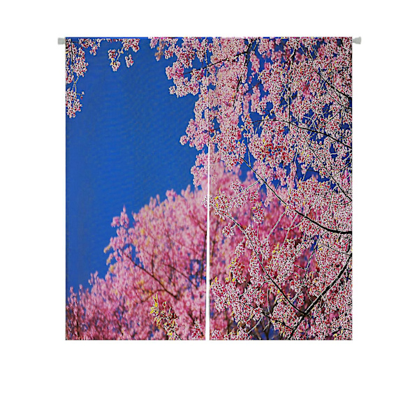 Vårfärgade rosa körsbärsblommor blå himmel japansk Noren gardin dörröppning dörr fönster behandling gardiner 85x90 cm