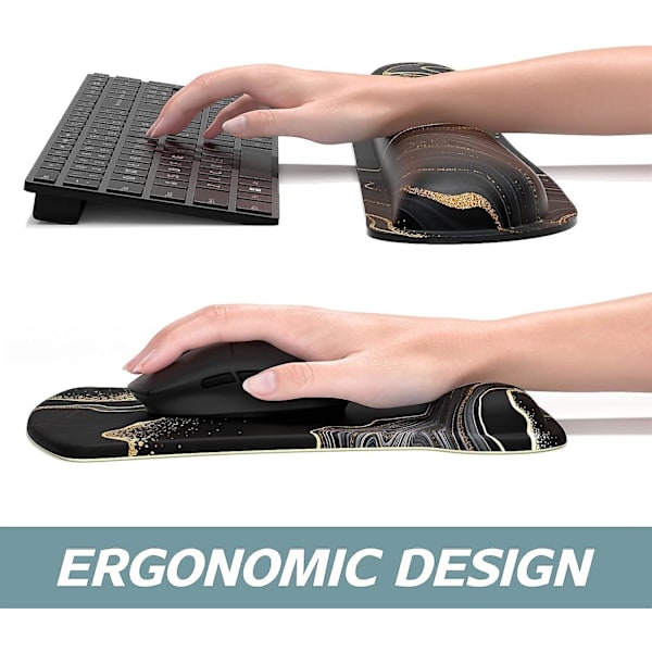 Musmatta med handledsstöd, tangentbords handledsstöd, ergonomisk musmatta, halkfri minnesskum tangentbordspad, enkel skrivning, smärtlindring, perfekt