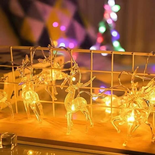Jouluvalot Poronauhavalot, 10 jalkaa 20 LED Hirvi Nauhavalot Paristokäyttöiset Sisä- ja Ulkojoulukoristeet, Lomapallovalot