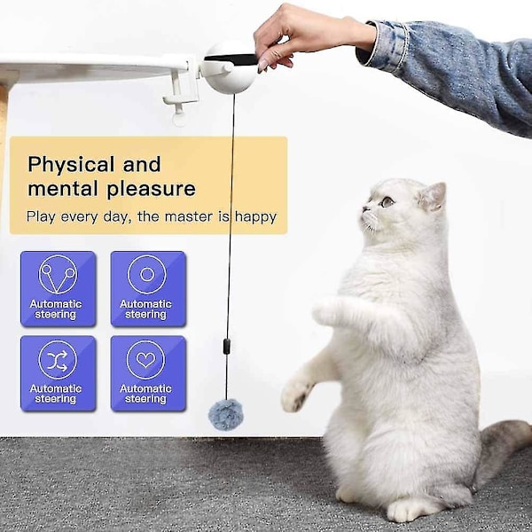 Kattspel leksak hårboll, kattleksak automatisk interaktiv lyftboll, elektrisk