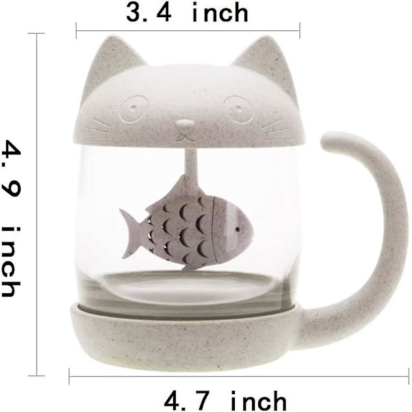 Sød Kat Glaskop Te Kande Med Fisk Te Infuser Si Filter