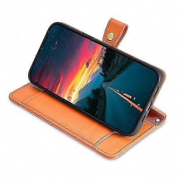 Galaxy A56 5G Plånboksfodral i läder med blixtlåsficka och 2 remmar Orange