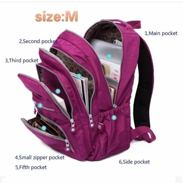 Klassisk tonårsnylonryggsäck Casual Travel Laptop skolväska för män kvinnor Nytt mode Morado