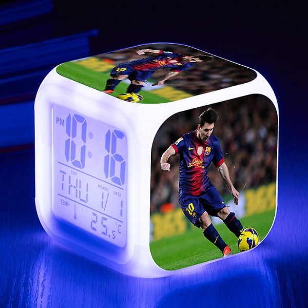 VM-fotballstjerne Leo Messi vekkerklokke LED digital fargeskiftende firkantet vekkerklokke Den beste gaven for fans 10#