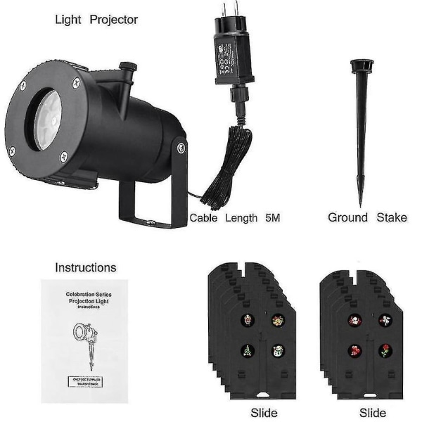 LED-projektiolamppu jouluvaloille, LED-projektori, yhteensopiva joulun / Halloweenin projektiolamppujen kanssa, vedenkestävä IP65, jouluvalot ulkokäyttöön LED