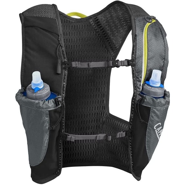 Camelbak Nano 3L Unisex Löparväst med 2x500ml Quick Flasks, Svart/Grå - Medium