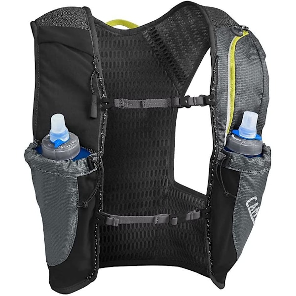 Camelbak Nano 3L Unisex Løpevest med 2x500ml Quick Flasks, Svart/Grå - Medium