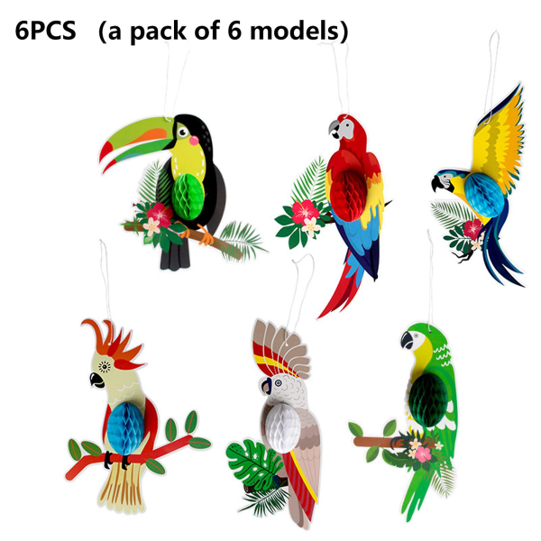 6 kpl Tropical Birds Home Papukaija koriste köydellä Tee itse riippuva koriste kesä