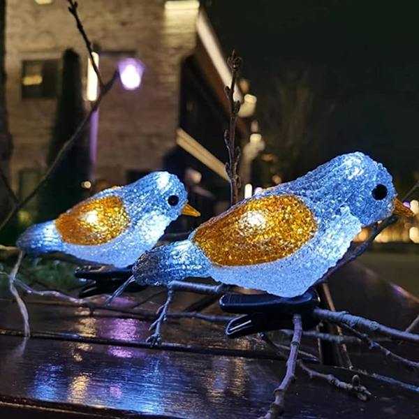 Vattentäta 5 LED Akryl Fågel Girlang Ljussträng Hem Trädgård Fest Dekoration Semester Drivs Landskap Fairy Lamp (Storlek: C)
