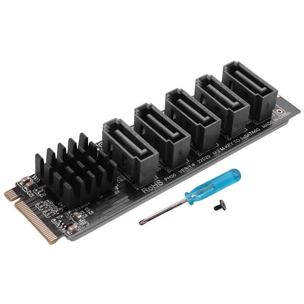 M.2 til Ngff 5 porte Sata3.0 adapterkort Jmb585 M.2 Key M Sata3.0 udvidelseskort til pc bærbar