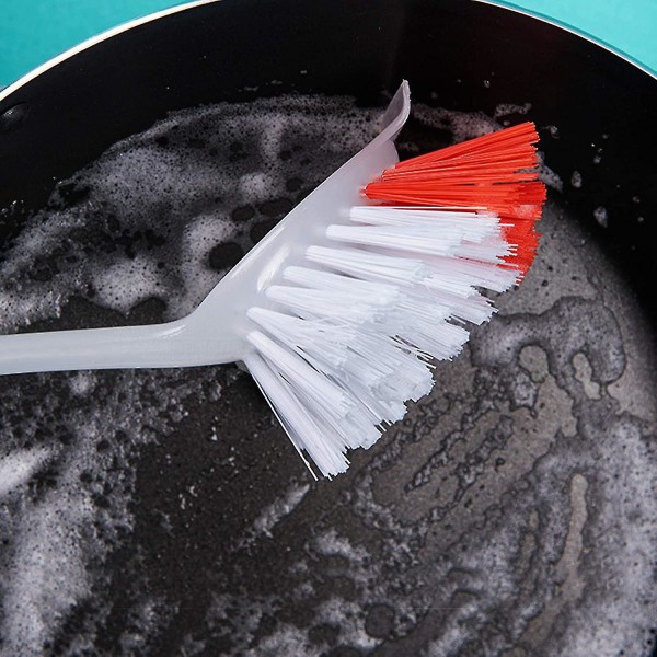 4 stk oppvaskbørstesett oppvaskbørste med sugekopp, mykt håndtak og ripefri børste, skurebørste for panner, gryter