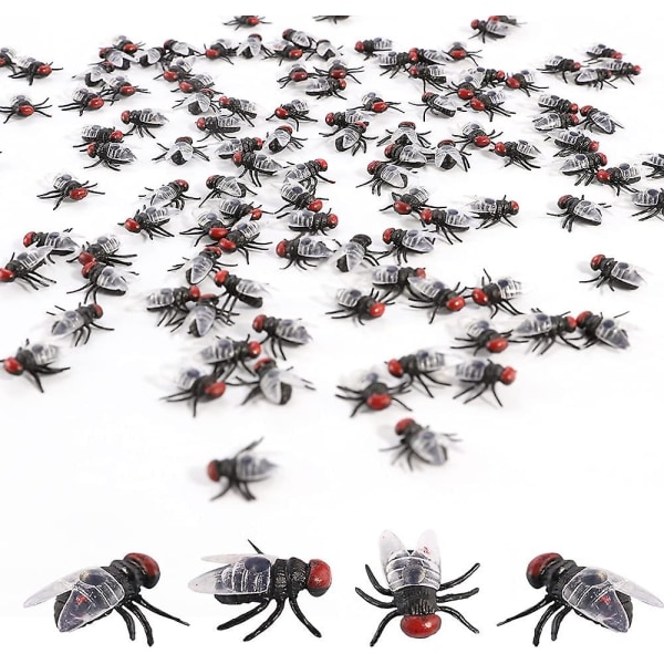 200 st falska flugor leksaker, plast flugor leksaker realistiska flugor figurer bus husflugor modeller aprilskämt Trick skämt rekvisita Nove