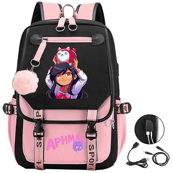 Aphmau Anime Ryggsekk 3d Trykt Tegneseriefigur Oxford Vanntett Full Ball Usb Skolesekk Gutter Jenter Studenter Stor Kapasitet Ryggsekk 12