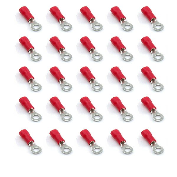 25 stk. Røde 3,7 mm Isoleret Krympe Ring Elektrisk Stikkontakt Terminal Stik