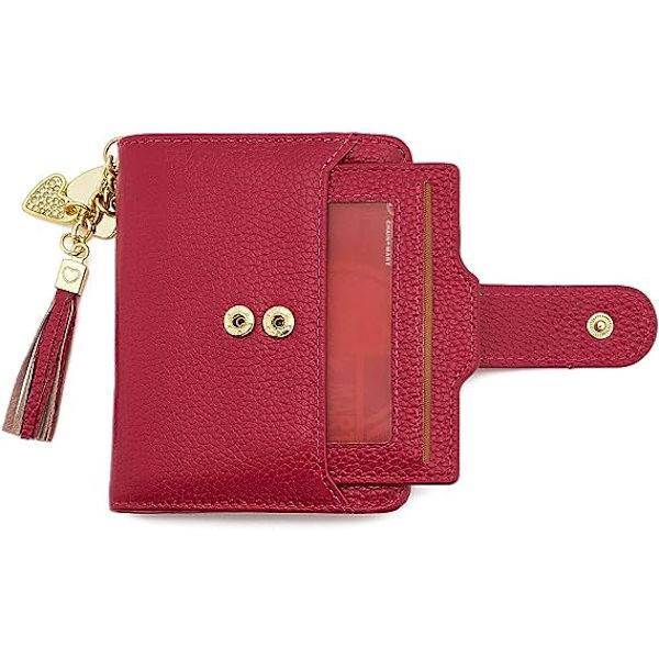 Dam RFID Mini Mjukt Läder Bifold Plånbok Med ID-Fönster Kortficka Myntväska