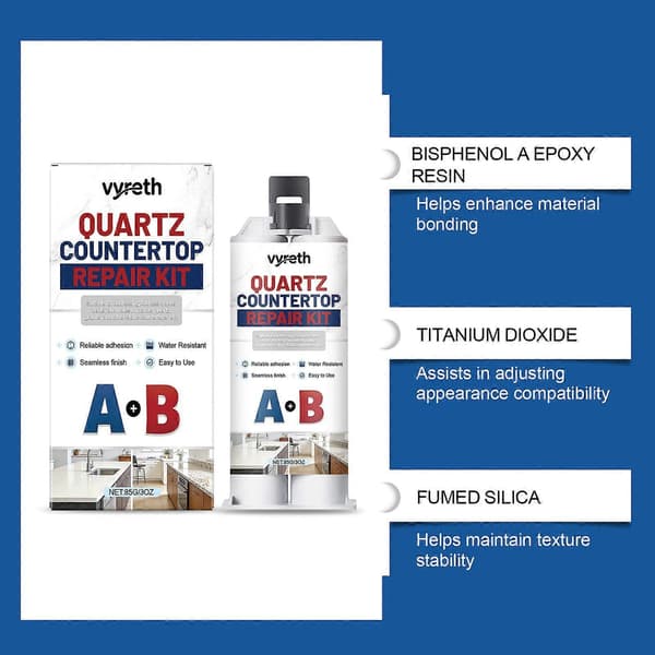 Reparationssæt til bordplader af kvarts og granit A+B Epoxyformel for stærk binding 1pcs