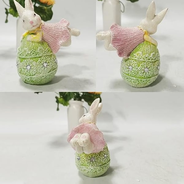 Kyssende kanin påskeæg Vintage harpiks Farverige påskeæg Kaniner Valentins kaninfigur Statue Forår påskedekoration (lilla)