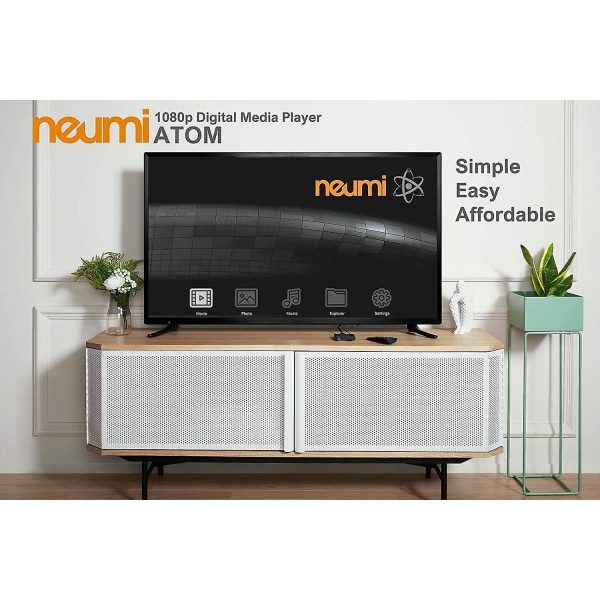 Neumi Atom 1080p fuld-hd digital medieafspiller til usb-drev og sd-kort - med hdmi og analog av, automatisk afspilning og sløjfe
