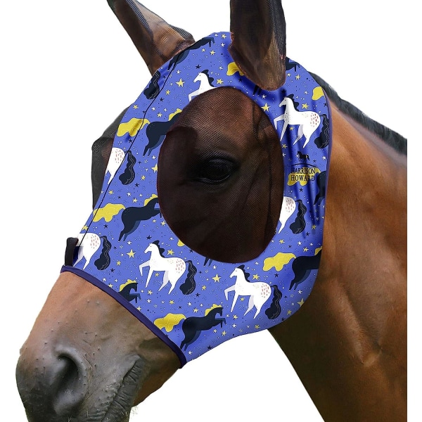 Överlägsen komfort hästflugmask med mjukt MESH -skydd för häst-hästgalopp