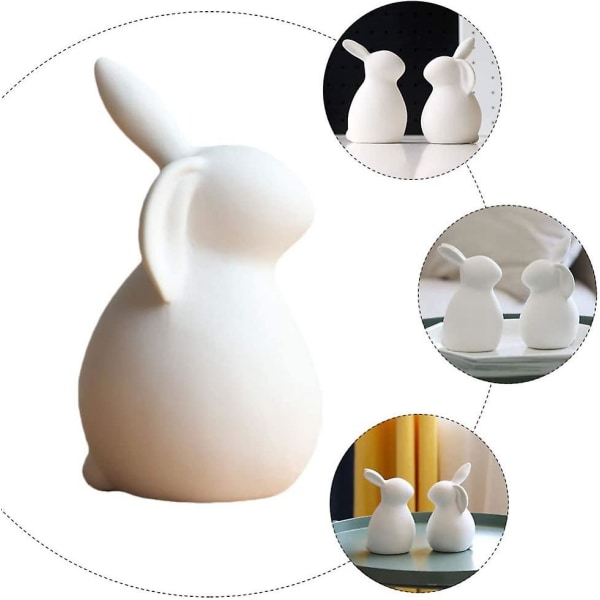 2 st Kanin Dekoration Påsk Kanin Bunny Kreativa Dekorativa Figurer Staty Keramik Ägg Figur