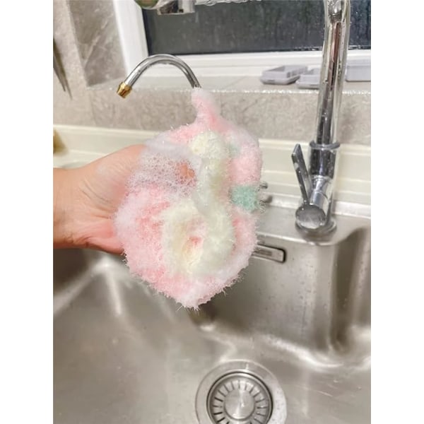 Kirsebærblomstformet akryl opvaskemaskine, blomsterformet håndhæklet ikke-ridsende opvaskesvamp, Pink Sakura-formet køkkensvamp Vasketøj
