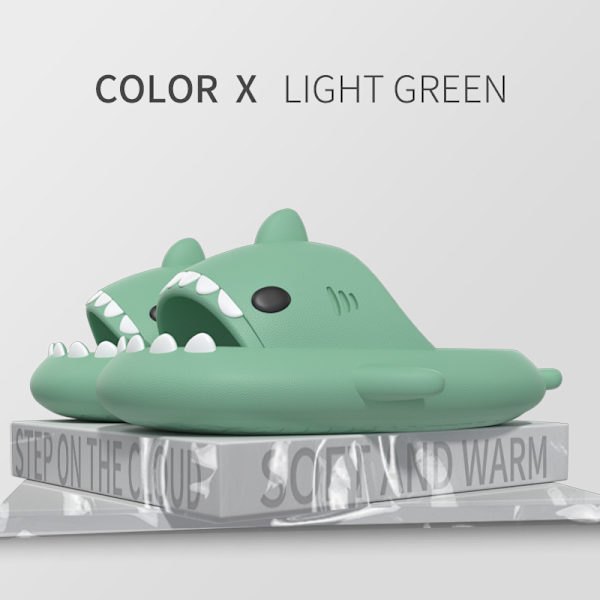 Cartoon Shark Flip Flops, halkfria tjocka sulor strand Flip Flops, snabbtorkande roliga pool sandaler Matcha green 40/41