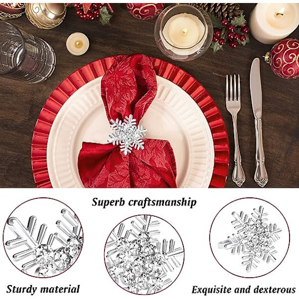 8 kpl hopeahiutale joulupöytäliinarenkaat ruokapöydän asettamiseen - Rustic Dinner Tables Setting Decoration for Wedding Receptions, Christmas,