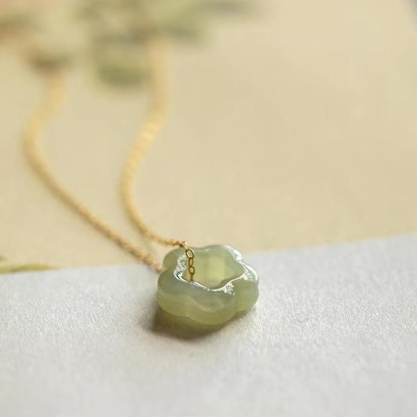 Luonnon jade-riipus kaulakoru Muoti korut Yksinkertainen solisluun kaulakoru