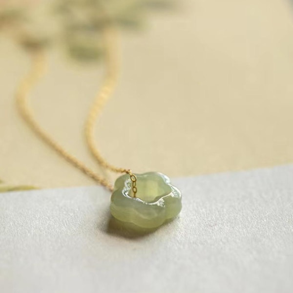 Naturlig Jade vedhæng halskæde mode smykker simple kraveben halskæde