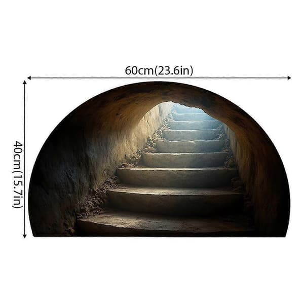 3D Stereoskopisk Illusjon Halvsirkel Gulvmatte Krystallteppe Fløyel W0F6 E 40*60cm