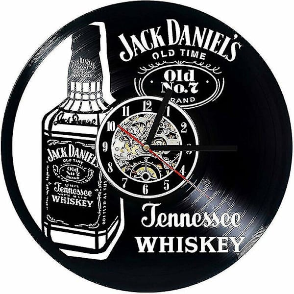 Seinäkellon vinyylilevykello Upcycling Led Jack Daniels Perheen sisustus 3d-muotoilukello Living Ro