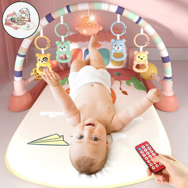 3 in 1 Baby Gym Play Mat Pedal Piano Light Activity Fitness Opetuslelu