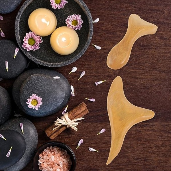 2 stk. Skrapebrett Trigeminal for Tabletter Gua Sha Ansikts Kropp Hals Arm Skjønnhet Frigjøringsplate Løfting Unike Instrumenter Verktøy Spa Naturlig Håndlaget