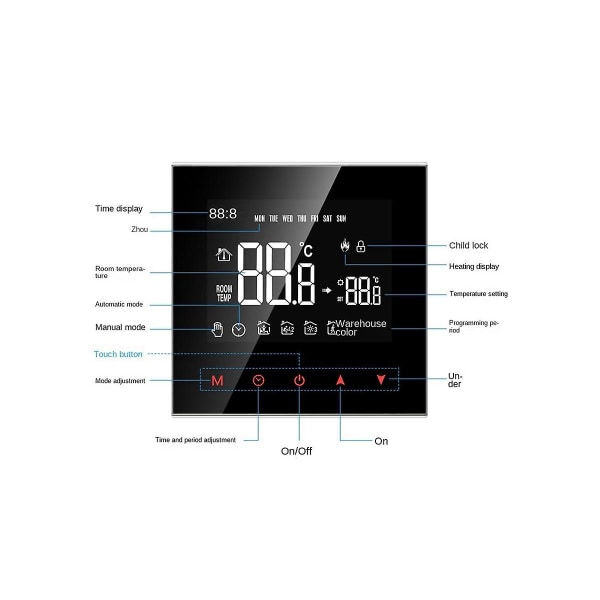Wifi Smart Termostat Lcd Touch Screen Nwt100-16a Elektrisk Varme Intelligent Termostat