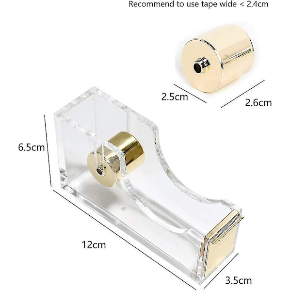 1 st Transparent Akryl Tejpdispenser Tejpklippare Kontorsmaterial Halksäker Lätt att Använda