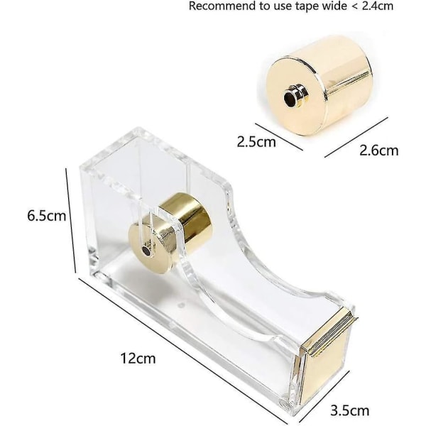 1 stk Transparent Akryl Tape Dispenser Tape Cutter Kontorrekvisita Sklisikker Enkel å Bruke