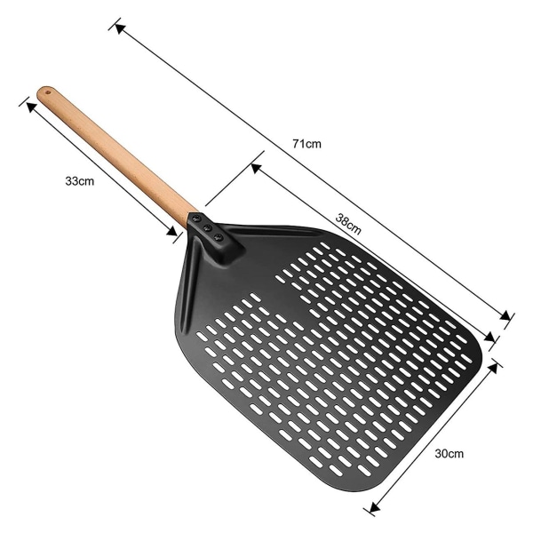 Pizzapade, perforert Pizza-spade, rektangulær Pizza-vendespate med avtakbar håndtak, for 12-tommers pizza