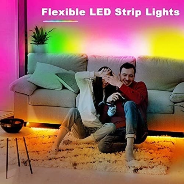 Led-stripe lys, 30m led-lys med 44-tasters fjernkontroll, fleksibel RGB fargeskiftende led-lysstriper for soverom, fest (15mx2)