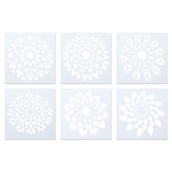 6 kpl Stenssilarkkia Piirustusmalleja Mandala Pistemaalausmalleja Kukkasstencilit DIY-stencilit