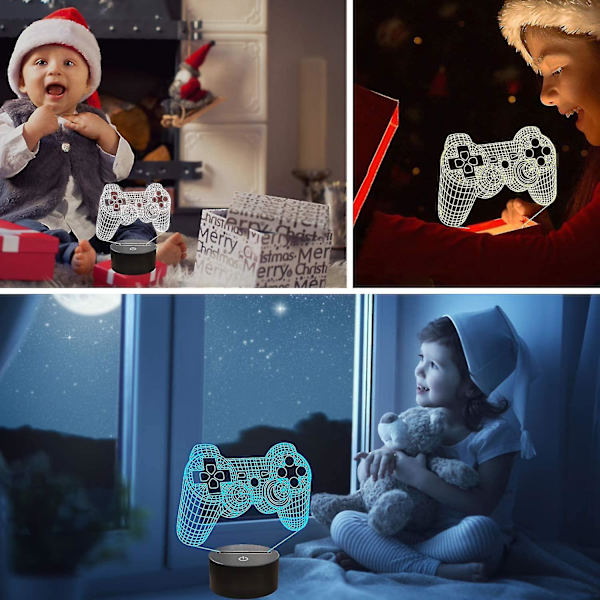 3D Gamepad Lampe Spilkonsol Natlampe 3D Illusion Lampe Til Børn, 16 Farver Skifter Med Fjernbetjening, Spilrum Gamer Gave, Børneværelse Dekoration