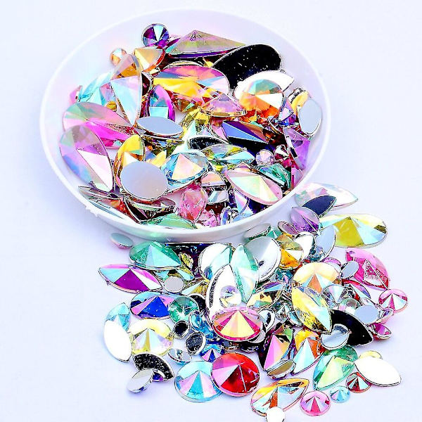 Kynsikoristeet Flatback Terävä Sekoitettu Koko Glitter Liima Akryylitimantteja 3d Kynsien Taide Strass Irtonaiset Helmet Koristelu