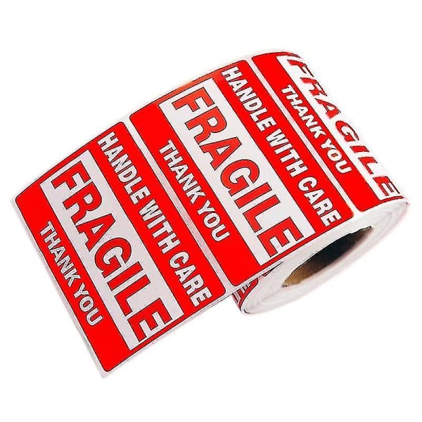 7,6x5,1cm Röda presentetiketter & etiketter 1 rulle/500st ömtåliga dekaler Fraktförpackningshandtag med omsorgsetikett