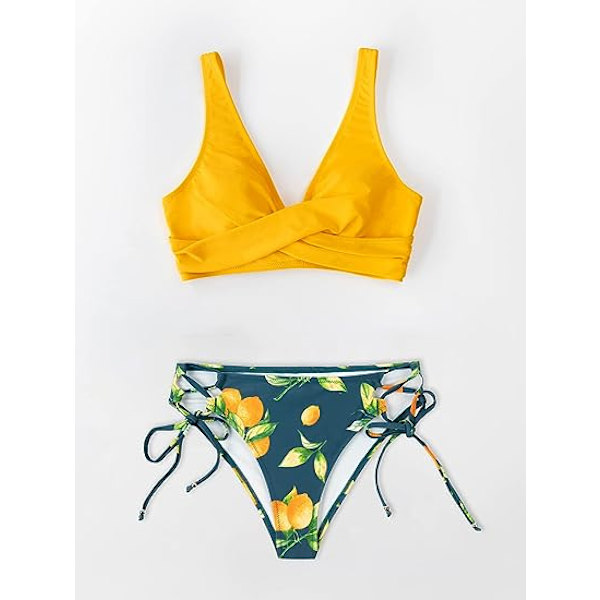 Bikini för kvinnor, tvådelad baddräkt med snörning framtill